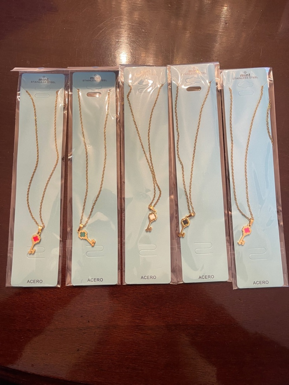Mint Gold tone stainless steel Key Pendant Necklaces choose your color nwt